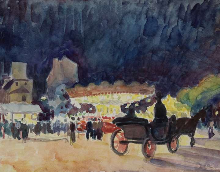Calèche devant un Manège
